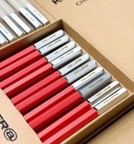 Set 10 đôi đũa chuôi bạc Keller@Germany – Mẫu mới 2025
