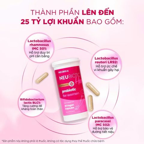 (Anh Quốc) Men Phụ Khoa Neubria Neubiotic Her Hỗ Trợ Cải Thiện Viêm Nấm Ngứa Vùng Kín Cho Phụ Nữ