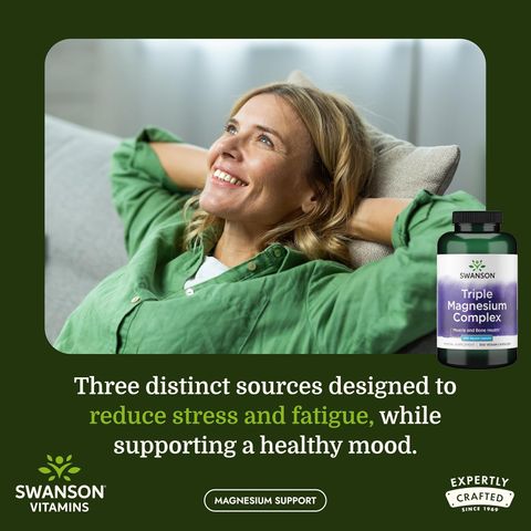 Viên bổ sung magie Swanson Triple Magnesium Complex 400mg - Hỗ trợ tốt cho hệ tim mạch được khỏe mạnh và ngừa tai biến