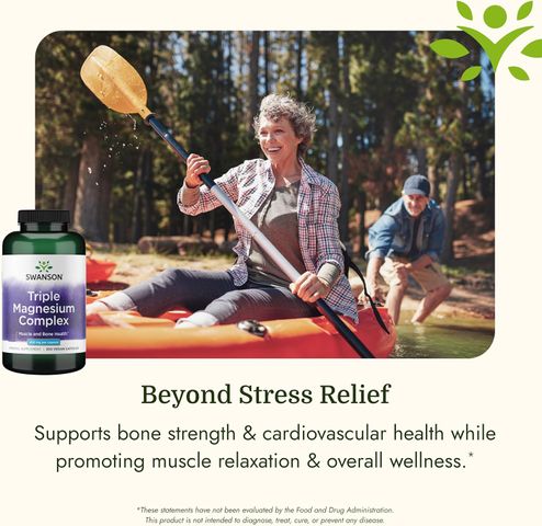 Viên bổ sung magie Swanson Triple Magnesium Complex 400mg - Hỗ trợ tốt cho hệ tim mạch được khỏe mạnh và ngừa tai biến