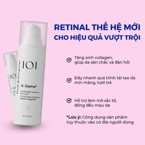 (Châu Âu) Serum  0.05% Tinh Chất Hỗ Trợ Trẻ Hóa, Cải Thiện Độ Đàn Hồi Da Geek & Gorgeous A-Game 5