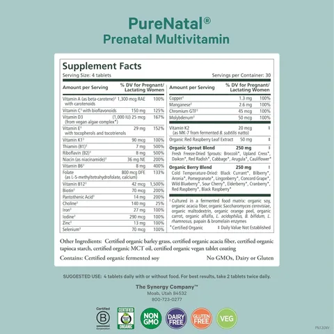 Vitamin bầu cao cấp Pure Synergy PureNatal - Hỗ trợ thai nhi phát triển toàn diện