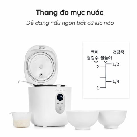 Nồi Cơm Điện Mini Cuckoo CR-0255MW Chính Hãng Hàn Quốc - Dung Tích 0.36L, Tiết Kiệm Điện Cho 1-2 Người, Đa Năng Tiện Lợi