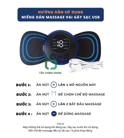 Máy massage xung điện  19 chế độ sạc USB, Máy massage cổ vai gáy