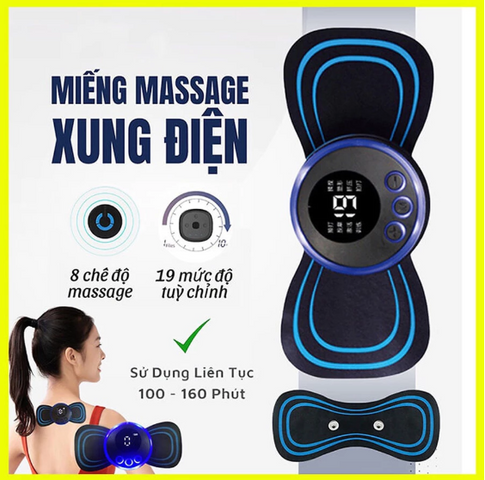 Máy massage xung điện  19 chế độ sạc USB, Máy massage cổ vai gáy