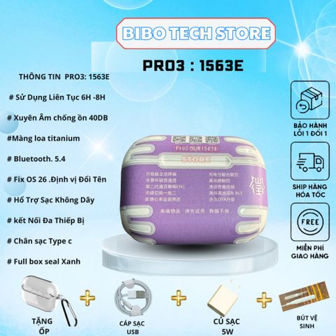 Tai Nghe Bluetooth Hổ Vằn 1563E P.ro3 |40dB – Pin 8H – ENC Gọi Rõ – Tặng Sạc 5W + Ốp + Bút VS | BH 6 Tháng