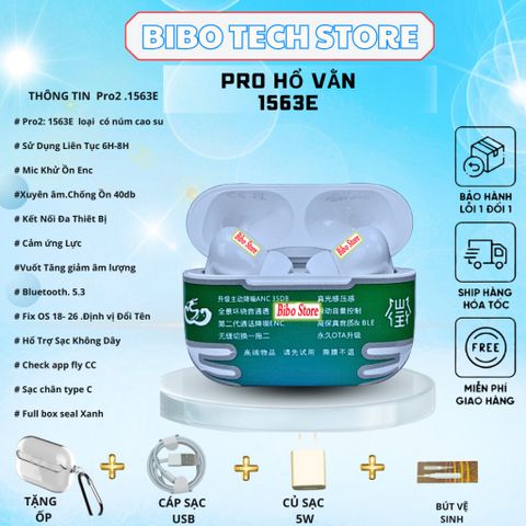Tai Nghe Bluetooth Pro2 Hổ Vằn 1563E Bản 2025 | Chống Ồn 40dB – Bluetooth 5.3 – Mic ENC – Pin 8H – Full Box + Quà Tặng