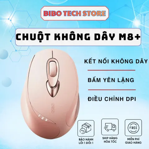 Chuột Không Dây Sạc Pin INPHIC M8 Plus Hồng Cute Silent Không Tiếng Ồn, Kết Nối USB, Chỉnh DPI
