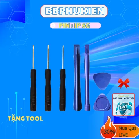 Combo Pin ĐẠI BÀNG cho i.P 6G + Bộ Tool Tháo Lắp - Pin Dung Lượng Chuẩn - BH 6T 1 Đổi 1