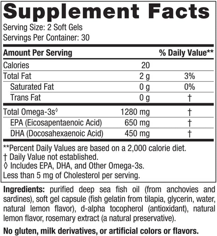Viên Dầu Cá Nordic Naturals Ultimate Omega In Fish Gelatin, 1280mg Omega3 60 viên