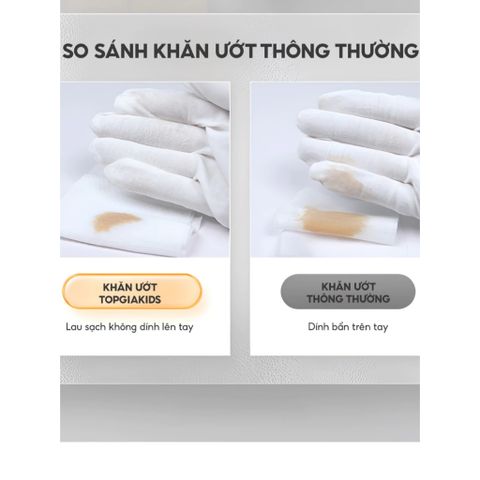 Khăn ướt TOPGIAKIDS chuẩn 3K: không mùi, không cồn, không parabens - an toàn cho sức khỏe người dùng.