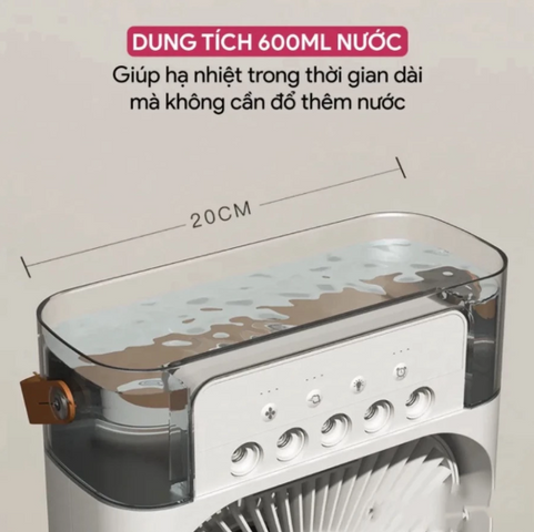 Quạt Phun Sương Mini Làm Mát 600Ml Có Chế Độ Hẹn Giờ Thông Minh Tích Hợp Đèn Led Tiện Lợi Dễ Dàng Sử Dụng