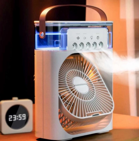 Quạt Phun Sương Mini Làm Mát 600Ml Có Chế Độ Hẹn Giờ Thông Minh Tích Hợp Đèn Led Tiện Lợi Dễ Dàng Sử Dụng