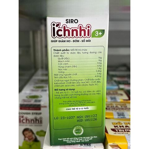 HO CẢM ÍCH NHI sơ sinh, HO CẢM ÍCH NHI 3+ CHO BÉ TRÊN 3 TUỔI 1 LỌ 90ML