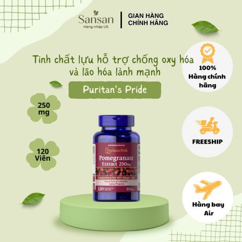 Tinh chất lựu Puritan’s Pride Pomegranate Extract 250mg 120 Viên - Nội địa Mỹ