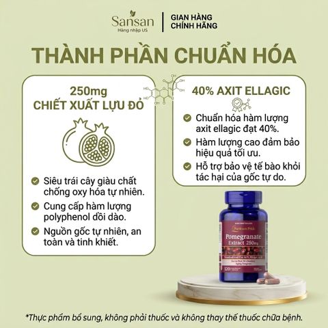 Tinh chất lựu Puritan’s Pride Pomegranate Extract 250mg 120 Viên - Nội địa Mỹ