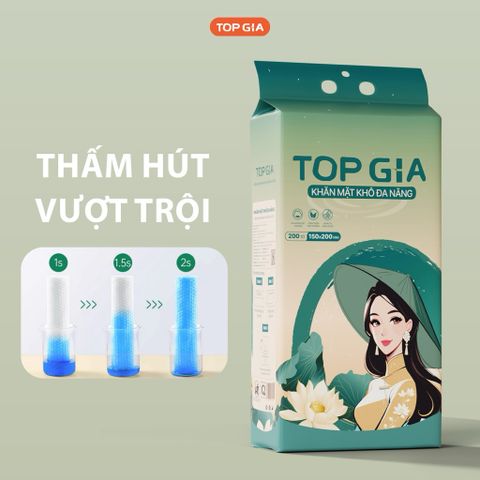 Khăn vải khô TopGia Sắc Việt siêu mềm mịn an toàn cho da 200 tờ 15x20cm dùng 1 lần - 1 bịch
