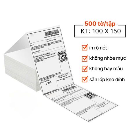 3 Cuộn Giấy In Nhiệt 100x150mm (A6) In Đơn Hàng TMĐT Decal Tự Dính 350 Tem/Cuộn