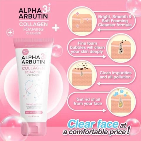 [CHÍNH HÃNG] Sữa rửa mặt trắng Da Alpha Arbutin Lollagen Foaming Cleanser Thái Lan 100ml