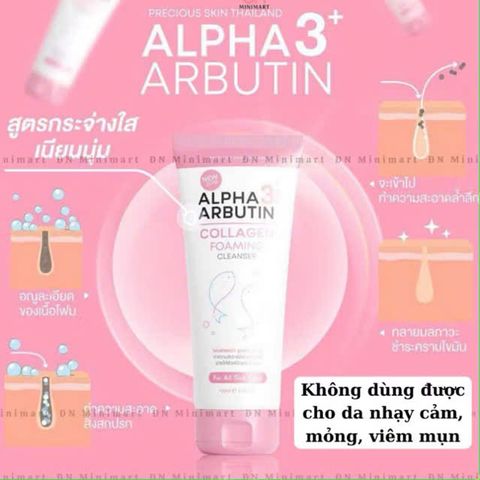 [CHÍNH HÃNG] Sữa rửa mặt trắng Da Alpha Arbutin Lollagen Foaming Cleanser Thái Lan 100ml