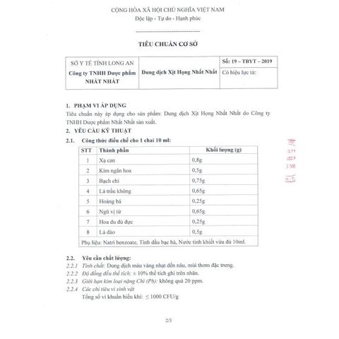 Dung Dịch Xịt Họng Nhất Nhất
