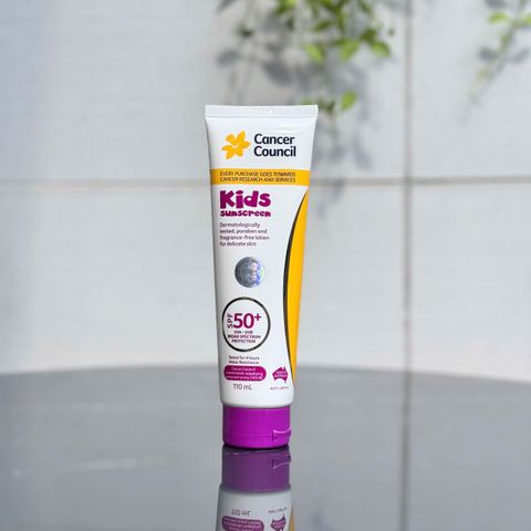 Kem Chống Nắng Cho Bé Cancer Council Kids SPF50+ 110ml Dịu Nhẹ Chống Nước Không Hương Liệu Cho Da Bé