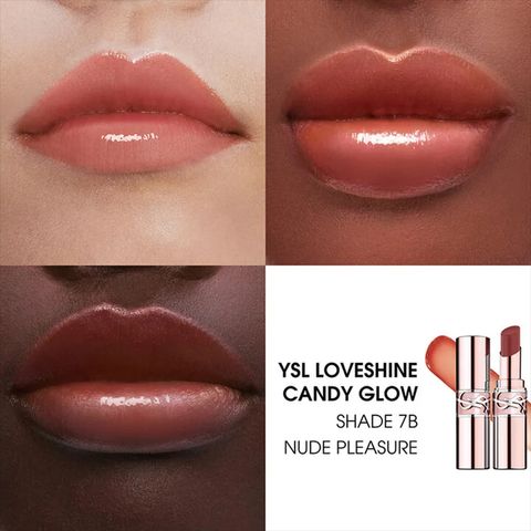 (Hàng công ty) Son Dưỡng Yves Saint Laurent YSL Loveshine Candy Glow 7B Nude Pleasure Màu Cam Đất Nude Chính hãng