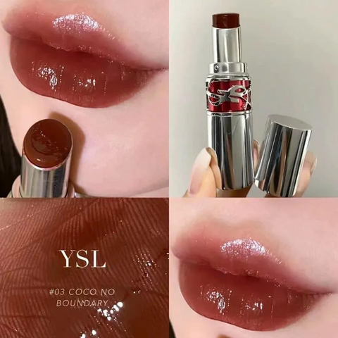 (Cao cấp)Son Dưỡng YSL Rouge Volupte Candy Glaze 03 Cacao No Boundary Màu Đỏ Nâu  Chính hãng