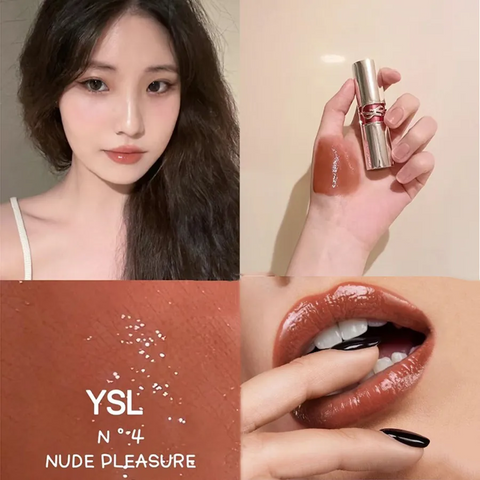 (Cao cấp) Son Dưỡng Yves Saint Laurent YSL Rouge Volupte Candy Glaze 04 Nude Pleasure Màu Cam Đất Chính hãng