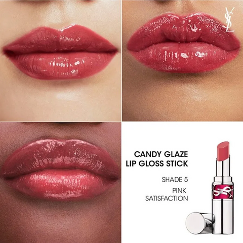 (Cao cấp)Son Dưỡng YSL Loveshine Candy Glaze Lipstick 05 Pink Satisfaction Màu Hồng Đất  Chính hãng