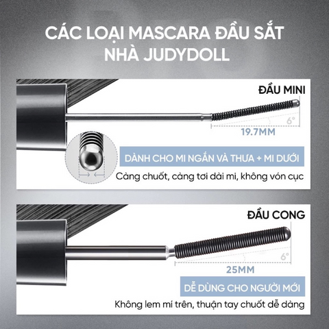 Chuốt Mi Mascara Judydoll Iron 2g – Mi Tơi Tách Sợi, Cong Vút Cả Ngày, Không Lem Không Trôi