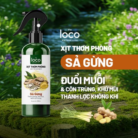 Xịt Phòng Tinh Dầu Sả Gừng Khử Mùi Hôi Phòng, Toilet Nhanh Chóng, Thanh Lọc Không Khí The Loco