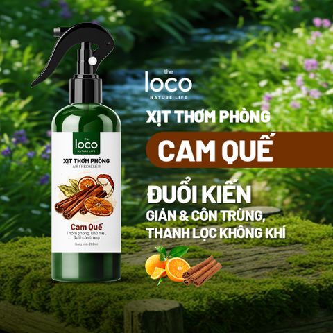 Xịt Thơm Phòng Đuổi Muỗi Tinh Dầu Cam Quế, Đuổi Kiến và Côn Trùng, Khử Mùi Hiệu Quả The Loco