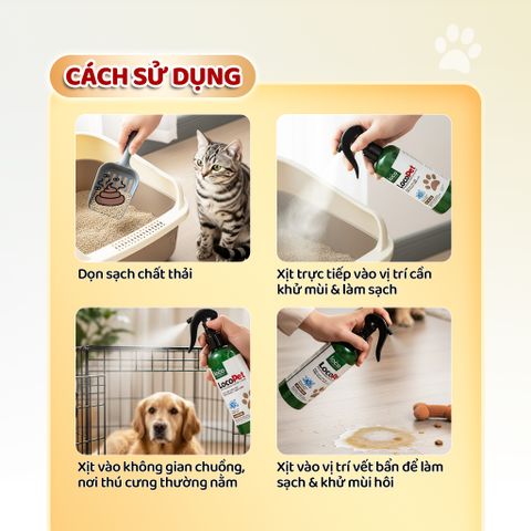 XỊT KHỬ MÙI & KHỬ KHUẨN CHÓ MÈO LOCOPET khử TẬN GỐC mùi hôi khai, hỗ trợ đi vs đúng chỗ | Sả Trà Xanh