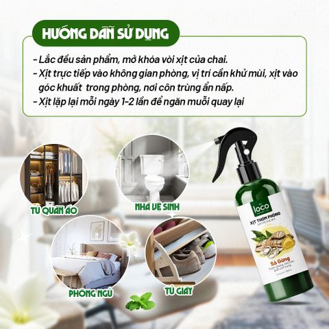 Xịt Phòng Tinh Dầu Sả Gừng Khử Mùi Hôi Phòng, Toilet Nhanh Chóng, Thanh Lọc Không Khí The Loco