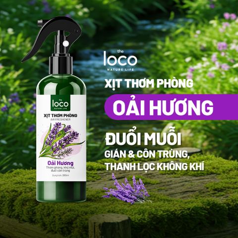 Xịt Phòng Tinh Dầu Oải Hương, Hỗ Trợ Giấc Ngủ Ngon, Khử Mùi Hương Thơm Dễ Chịu Thiên Nhiên The Loco