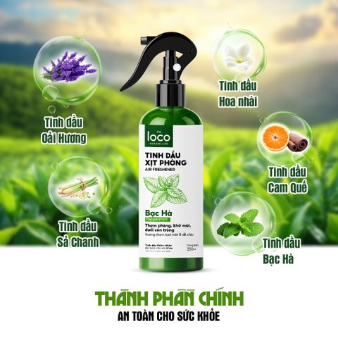 Chai Xịt Thơm Phòng Sả Bạc Hà, Khử Mùi Ẩm Mốc, Khử Mùi Toilet Hiệu Quả, Hương Thơm Mát
