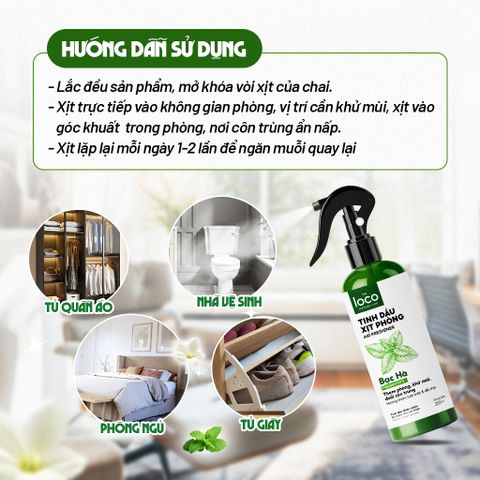 Chai Xịt Thơm Phòng Sả Bạc Hà, Khử Mùi Ẩm Mốc, Khử Mùi Toilet Hiệu Quả, Hương Thơm Mát