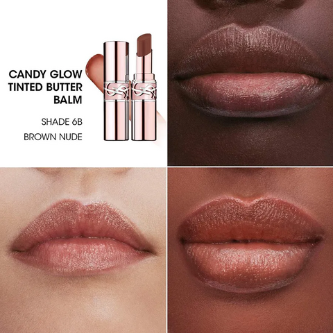 (Cao cấp) Son Dưỡng YSL Yves Saint Laurent Candy Glow Tinted Butter Balm 6B Brown Nude Màu Nâu Nude  Chính hãng