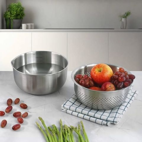 SET THỐ VÀ RỔ INOX GKÖCH 2IN1 MYXED1718 (kích thước 20,5cm & 21cm)