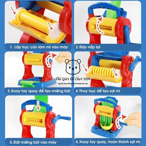 Bộ đất nặn làm mì cho bé chất liệu bột mì giúp bé phát triển sáng tạo và vận động tinh, thegioidochoi1104