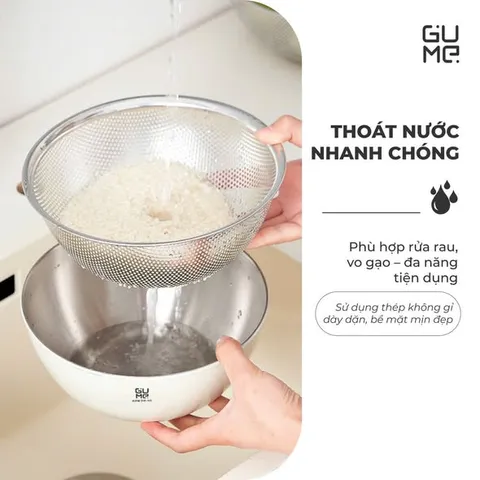 BỘ RỔ CHẬU INOX 304 GUME GM-DR0025 25CM