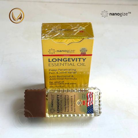 Dầu gió vàng con lăn nắp nấu Nhập khẩu chính hãng Mỹ Nanogize Longevity Essential Oil 21ml