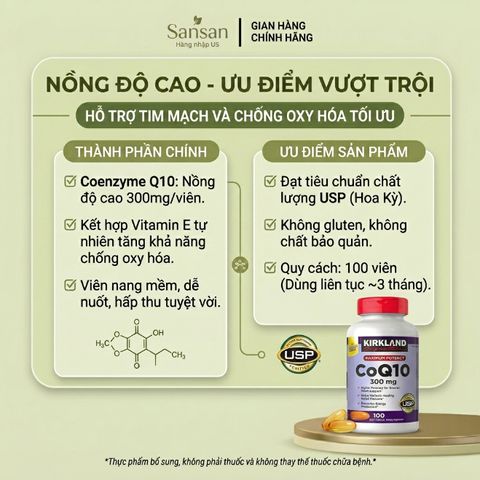 TPBVSK Viên Uống Kirkland Signature CoQ10 300mg 100 Viên - Nội địa Mỹ