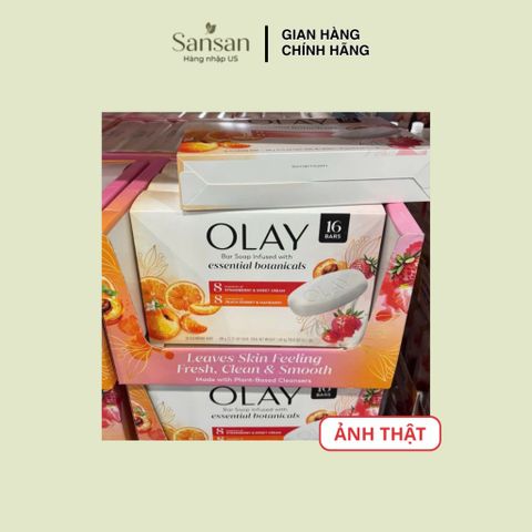 Xà Bông OLAY Bar Soap Combo 16 Bánh – Dưỡng Ẩm Mềm Mịn, Thơm Lâu | Dâu Tây & Kem + Đào