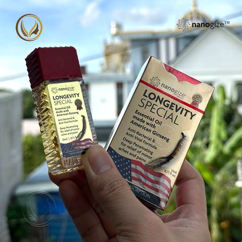 Dầu gió tinh dầu Nhân Sâm Mỹ Nanogize Longevity Special Essential Oil American Ginseng 21ml