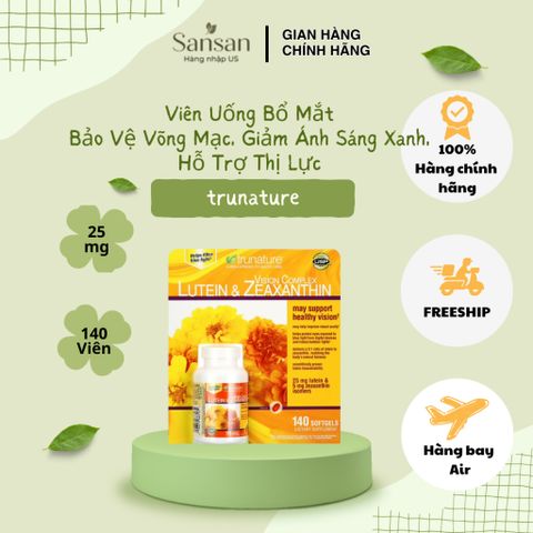 TPBVSK Trunature Lutein & Zeaxanthin Vision Complex 140 Viên, Bảo Vệ Võng Mạc, Giảm Ánh Sáng Xanh, Hỗ Trợ Thị Lực