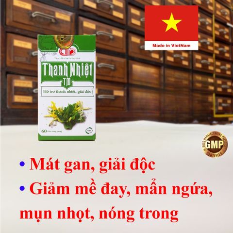 Thanh Nhiệt TM - Hộp 60 viên Hỗ trợ thanh nhiệt, giải độc, mát gan, làm giảm mề đay, mẩn ngứa, rôm sảy, mụn nhọt