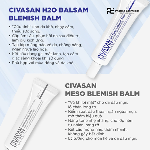 Kem Dưỡng Da Civasan H2O Balsam/ Meso Blemish Balm (35ml) – Kem Dưỡng Nâng Tone Phục Hồi Da