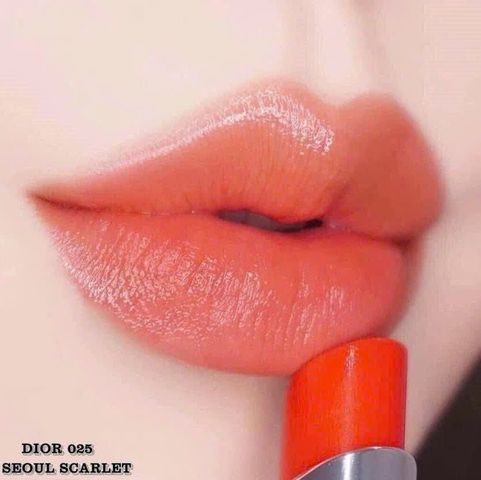 Son Dior Lip Glow 025 Seoul Scarlet - Son Môi Đỏ Cam Tươi, Chất Lượng, Lớp Son Dưỡng Mượt Mà, Phù Hợp Với Mọi Dịp